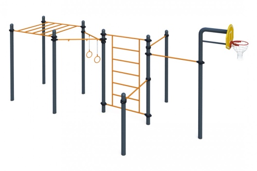 Гимнастические кольца, турники классического хвата, турник прямого хвата, шведская стенка, рукоход, баскетбольная стойка W-06-004