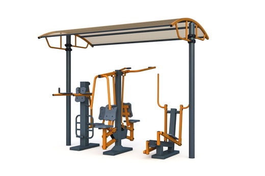 Тренажерная беседка на 3 тренажера (в составе тренажеры ТР-1.67, ТР- 2.06, 2.04) ТРК-1.10