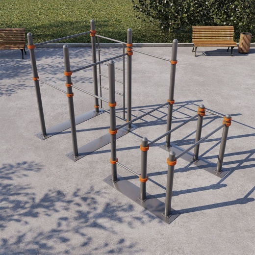 Мобильный спортивный комплекс с лестницей, турниками и брусьями СВС-103