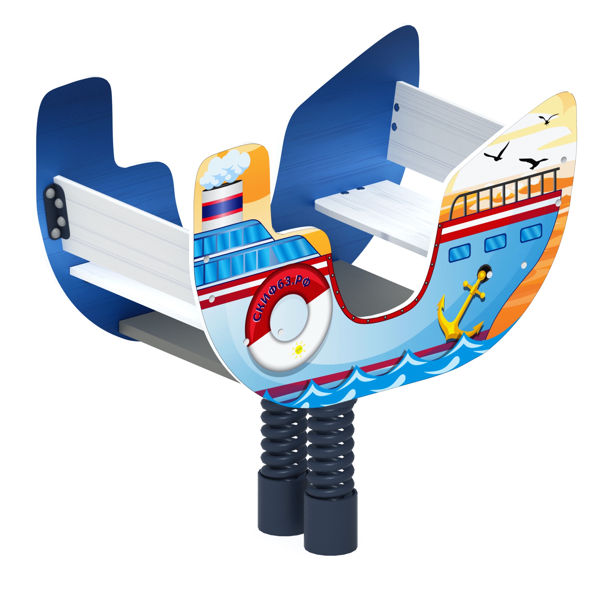 Пароходик - Качалка на пружине двухместная - ИО 23.17.01-И1