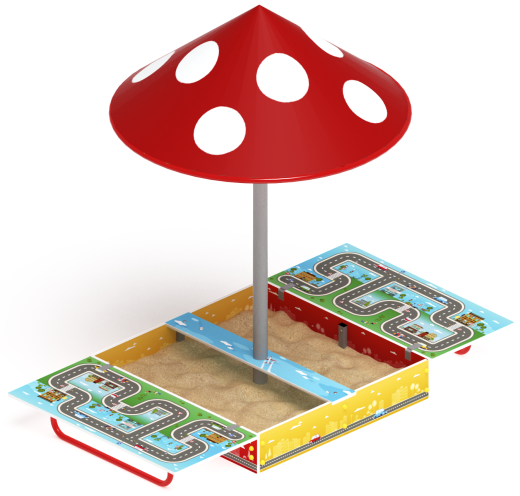 Песочница с крышкой средняя и навесом Грибок (Игра) - ИО 5.01.10-02