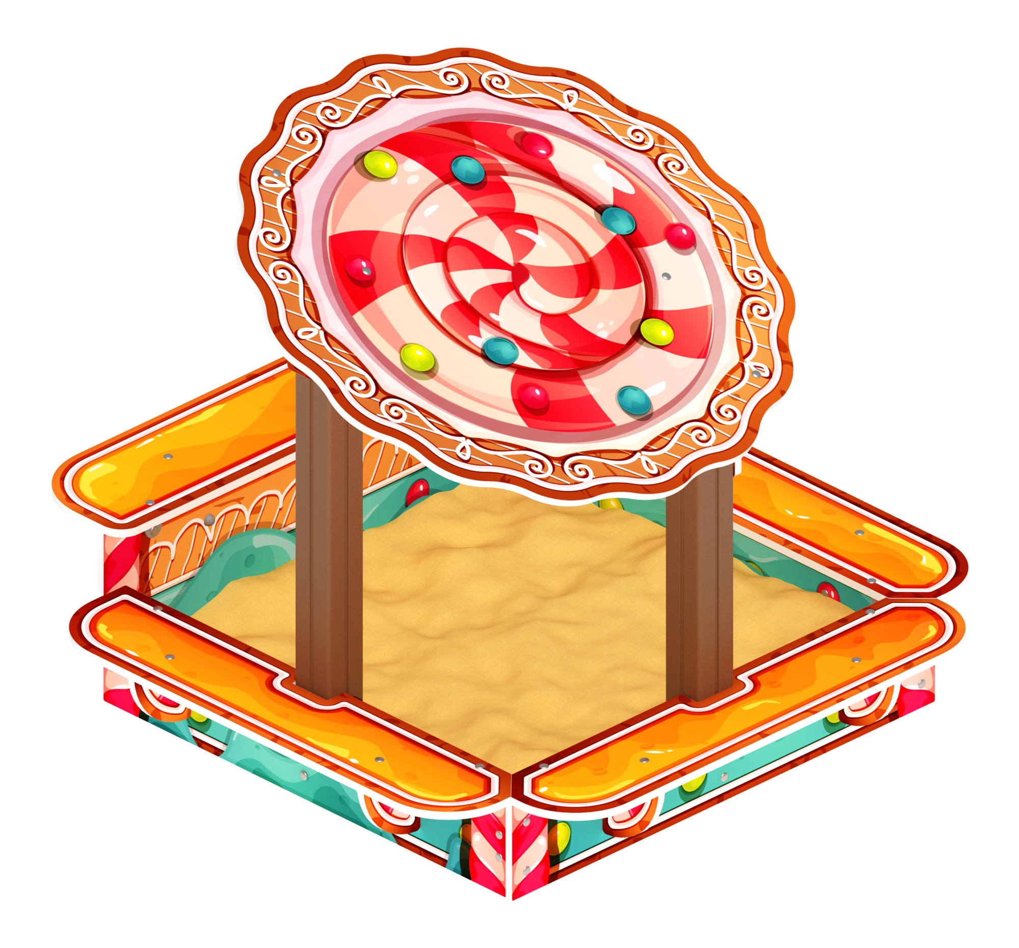 Песочница с навесом Ромашка (Пряничный домик) - ИО 5.01.16-03