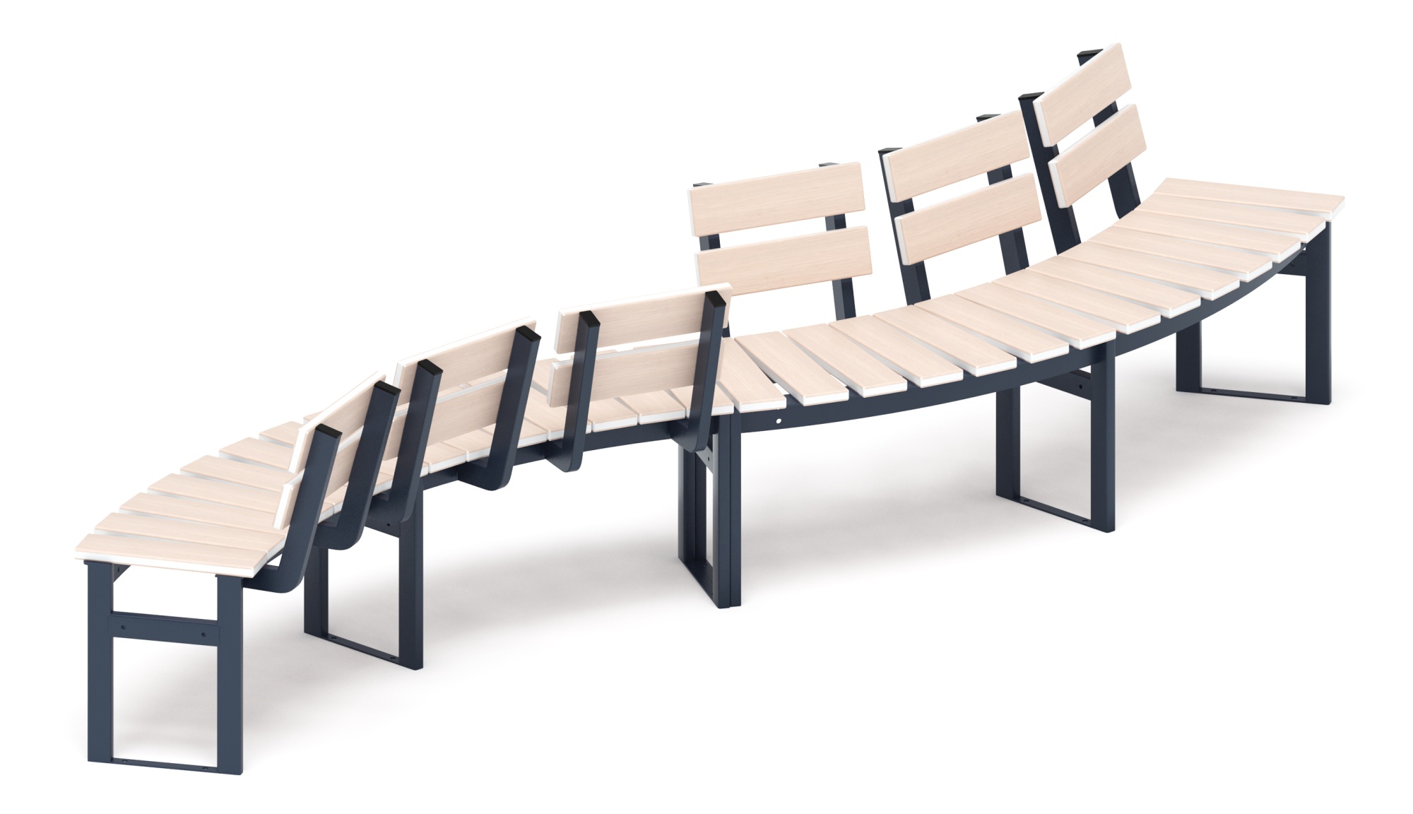 Модульная скамья радиальная (беленый дуб) МФ 42.01.23-01