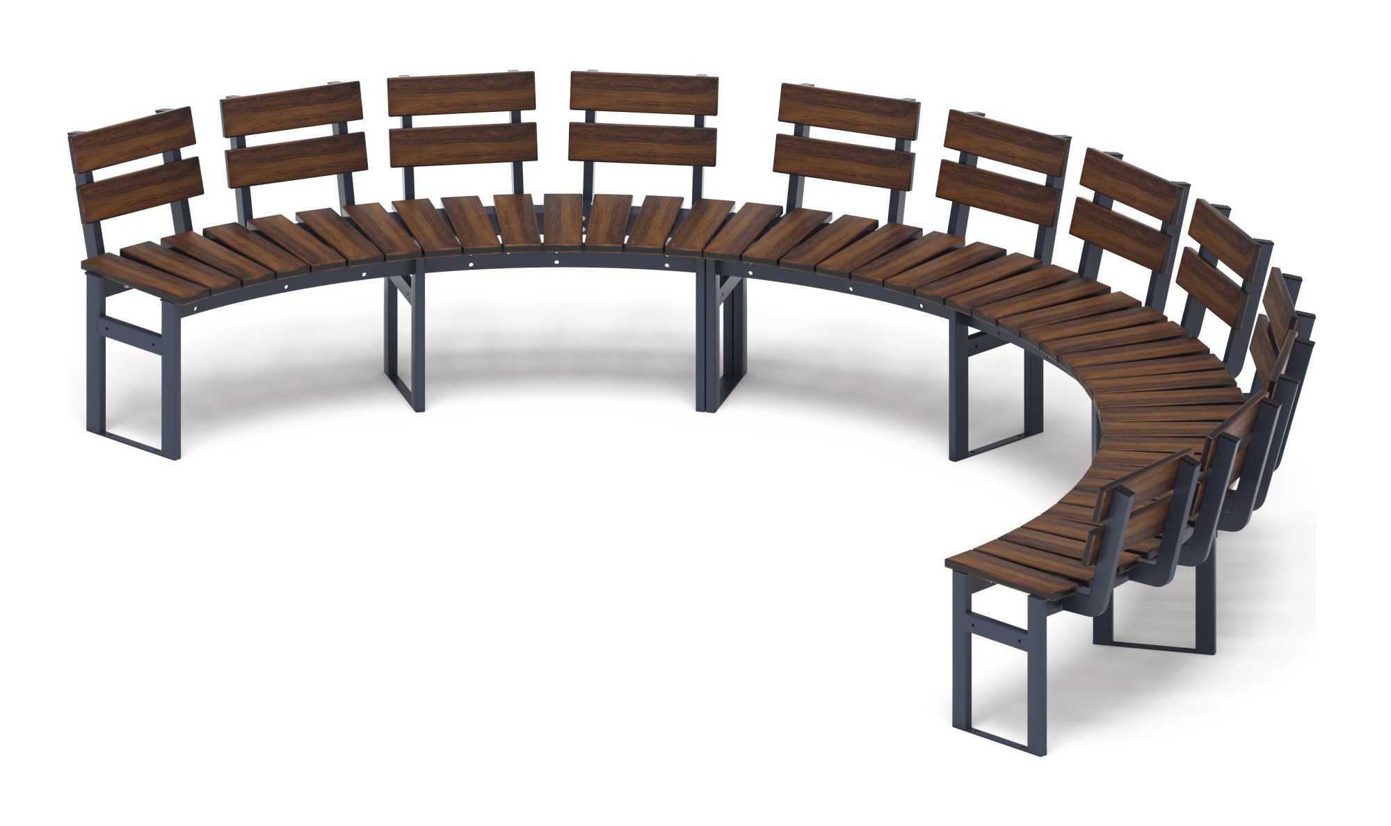 Модульная скамья радиальная (темный дуб) МФ 42.01.25